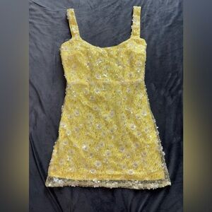 Lulu's Yellow Dazzling Forever Floral Mini Dress
